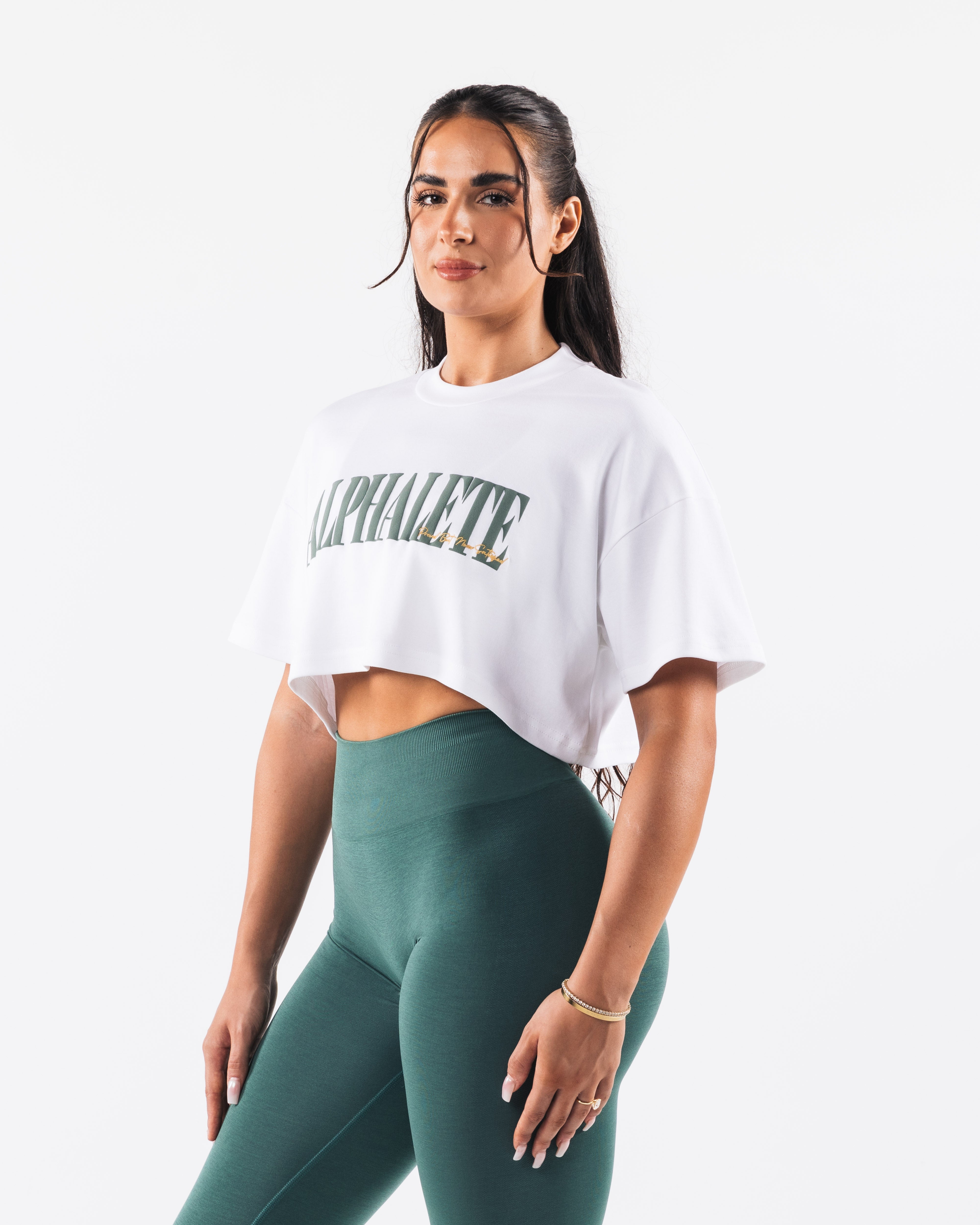 Republic Crop Tee - White – Alphalete Athletics