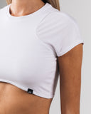 Angled Crop Tee - White