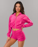 Velour Zip Hoodie - Bloom