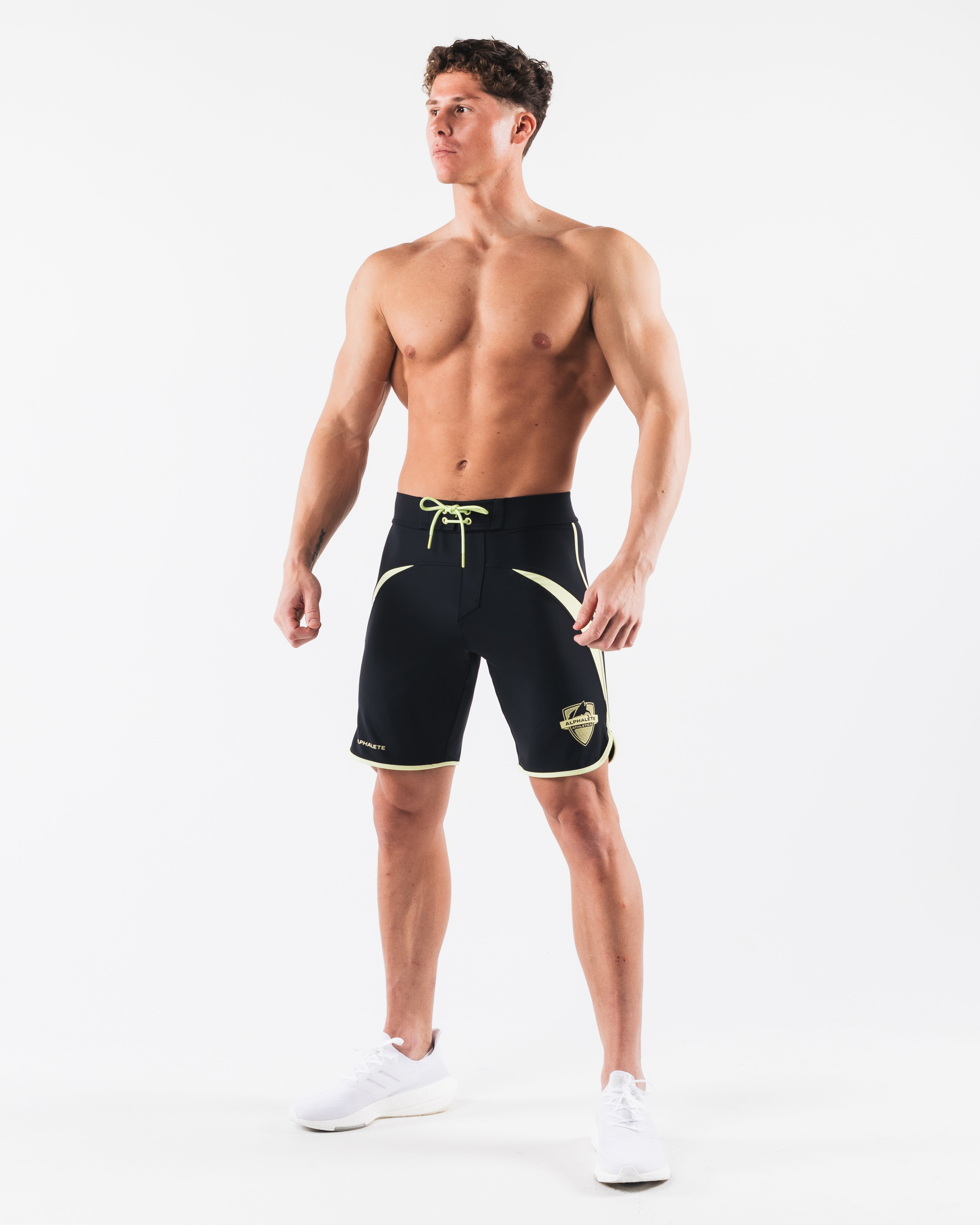 Crescent Boardshort - Black Lime – Alphalete Athletics