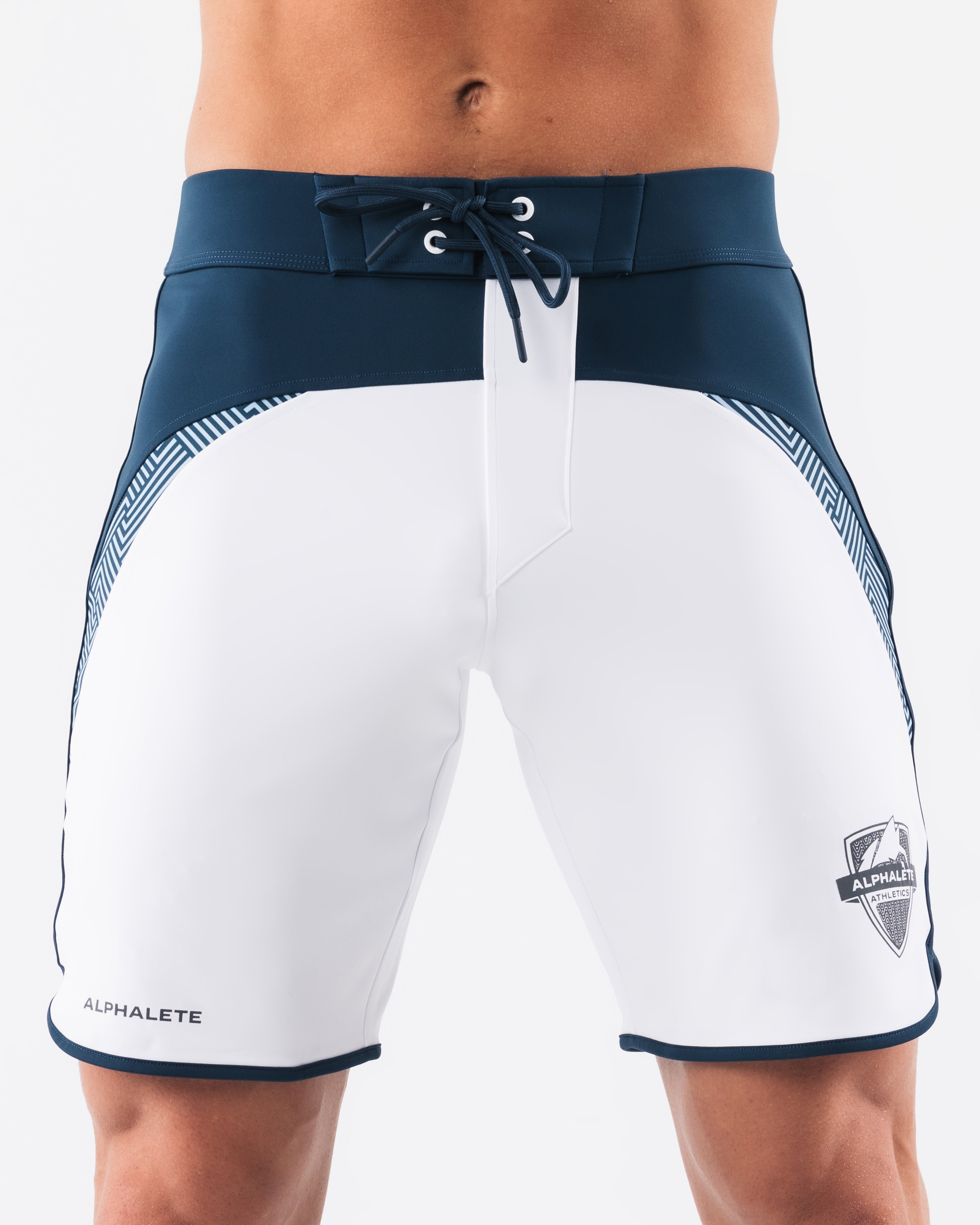 Crescent Boardshort - White Navy – Alphalete Athletics