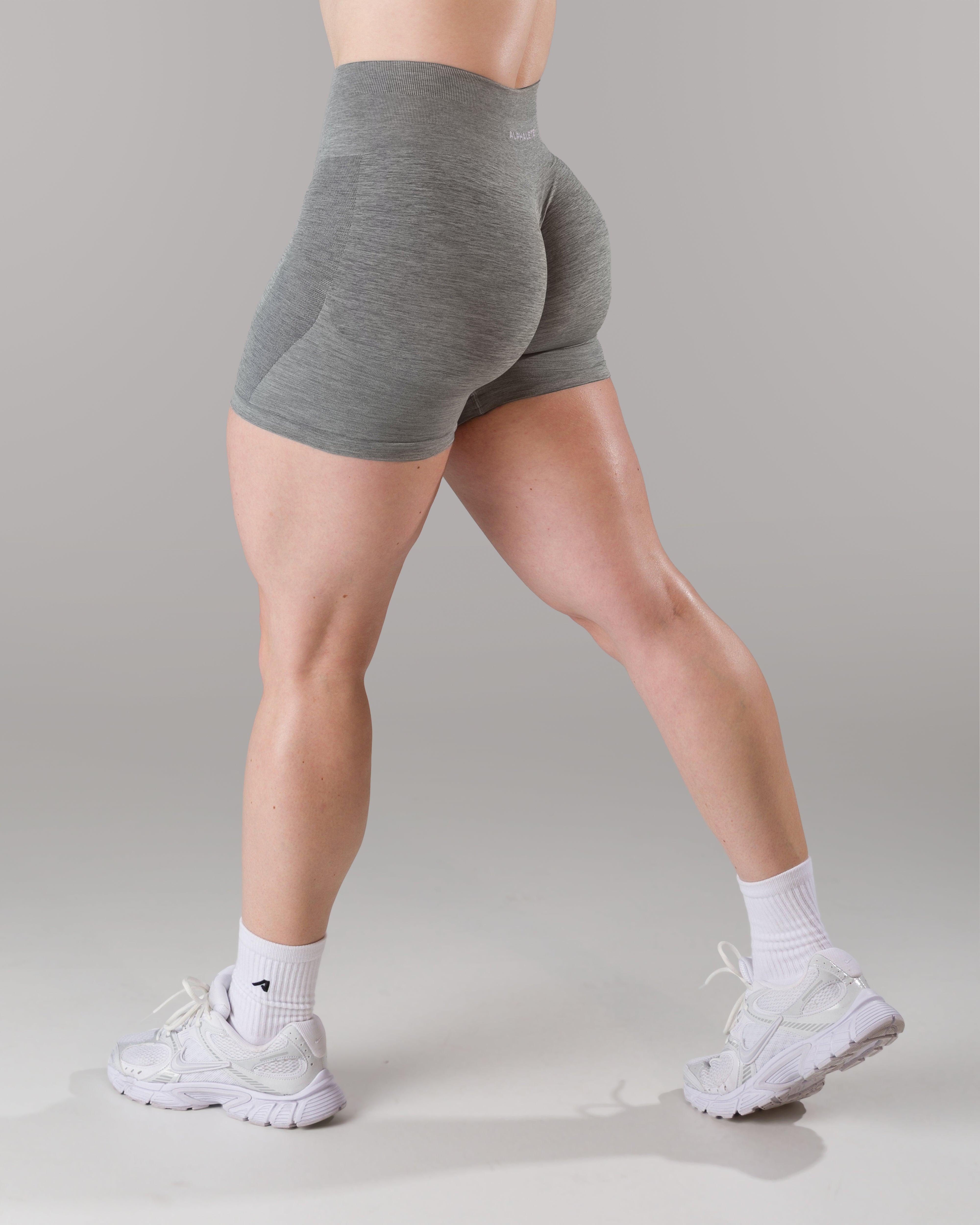 Pump Mid Rise Short - Heather Grey – Alphalete Athletics