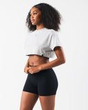 LDB Oversized Crop Tee - Heather Cloud