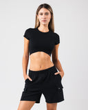 Angled Crop Tee - Black