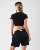 Angled Crop Tee - Black