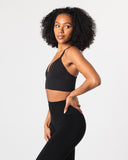 Seamless Ribbed Bra - Black