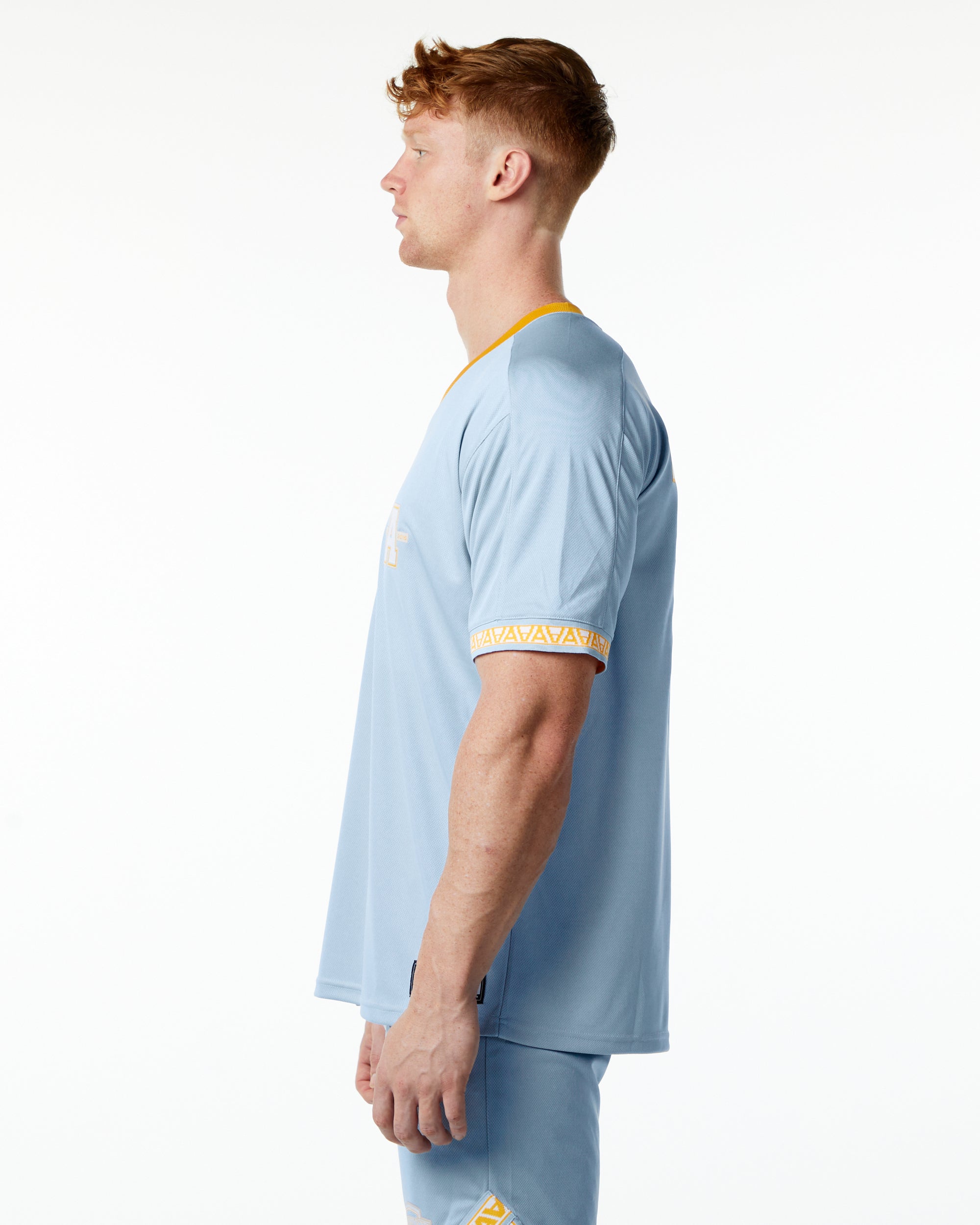 Alphalete Men's Varsity NFL Jersey | Light Blue | Medium | 100% Polyester | Oversized