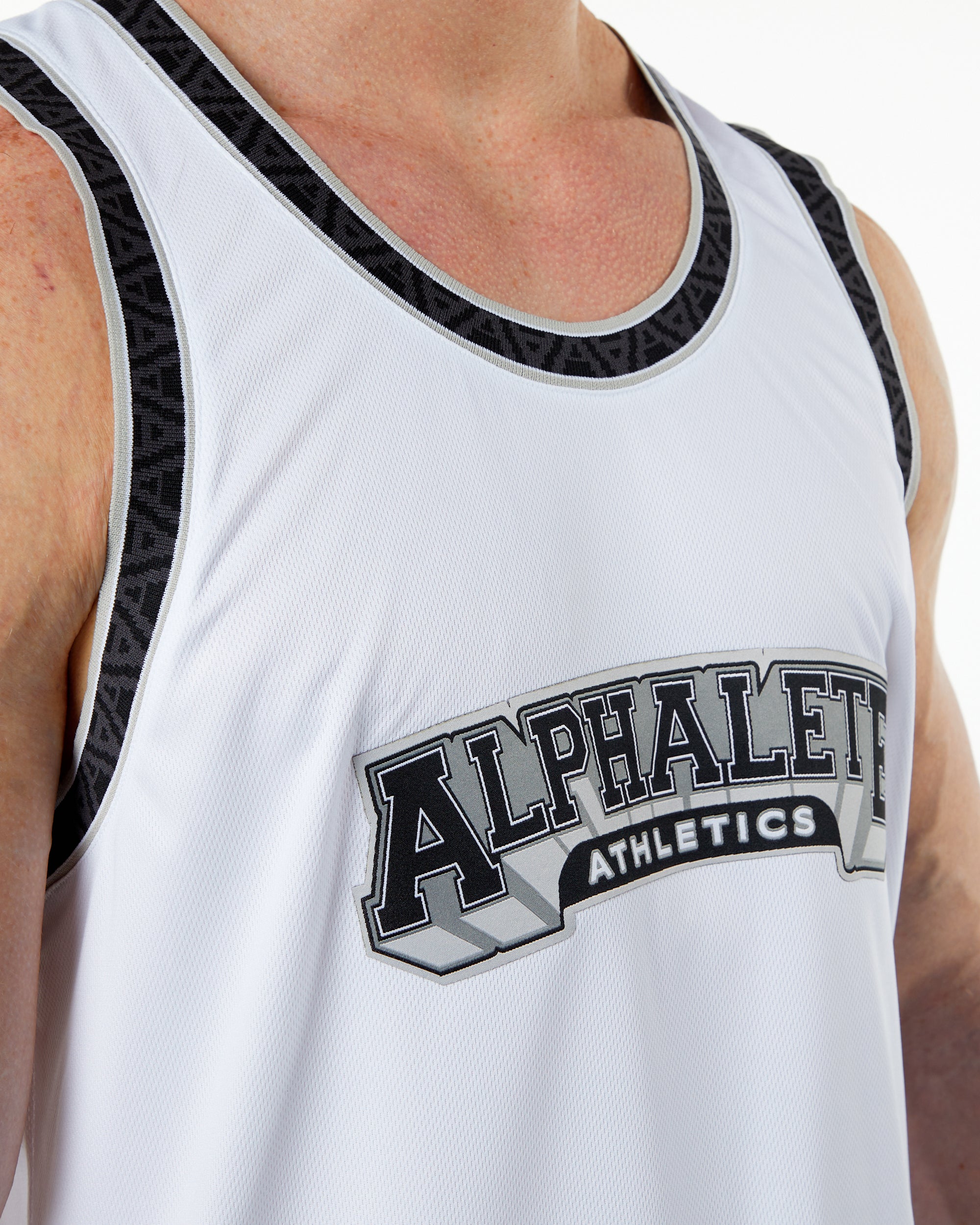 Alphalete Men's Varsity NFL Jersey | Grey Pinstripe | 2XL | 100% Polyester | Oversized